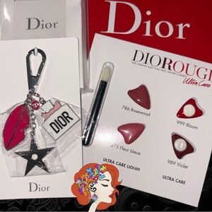 Dior Women's Keychain and Lipstick Set - Black, Pink, Silver